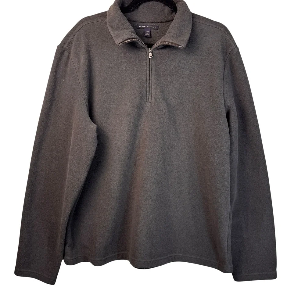 Banana Republic Fleece Pullover Large Tall Olive Green‎ Quarter Zip